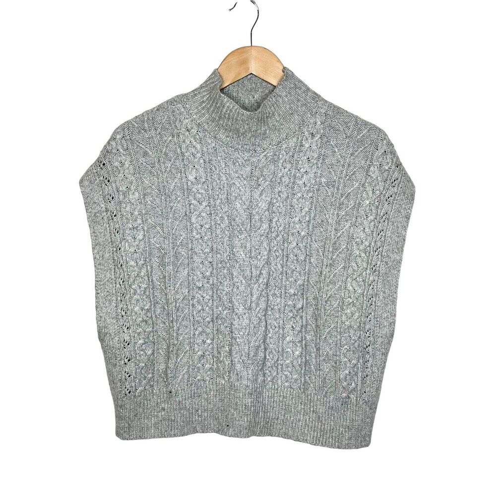 Rachel Zoe Sleeveless Cable Knit Cropped Sweater Gray Womens Small Preppy